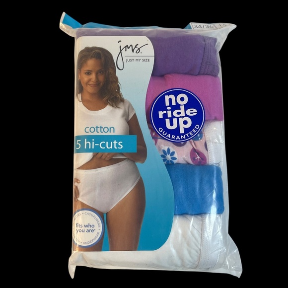Just My Size Cotton Briefs Panties Plus Size 14 5 Pairs Hi Cut No Ride Up Purple - Picture 1 of 12